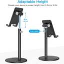 OMOTON Cell Phone Stand, Angle Height Adjustable Phone Stand, Aluminum Desktop Phone Holder Dock Stand for Desk, Compatible with iPhone Air/17 Pro Max/, All Smartphones and Tablets(4-11''), Black