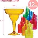 Prestee Multicolor Disposable 48 Plastic Margarita Glasses - 12 oz Hard Cocktail Cups for Cinco de Mayo Fiesta, Taco Party and Mexican Decorations - Fiesta Party Decorations - Large (Pack of 48)