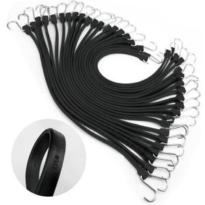 21" Heavy Duty Bungee Cords with Hooks, 100% EPDM Rubber Tarp Straps for Tarps, Cargo, Motorcycle, Securing Truck Tarps, Canopy, Camping Gear- 30PCS