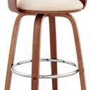 Armen Living Daxton Mid Century Modern Swivel Bar Stool for Kitchen Island Counter in Cream Faux Leather and Walnut Wood, 26" Seat Height