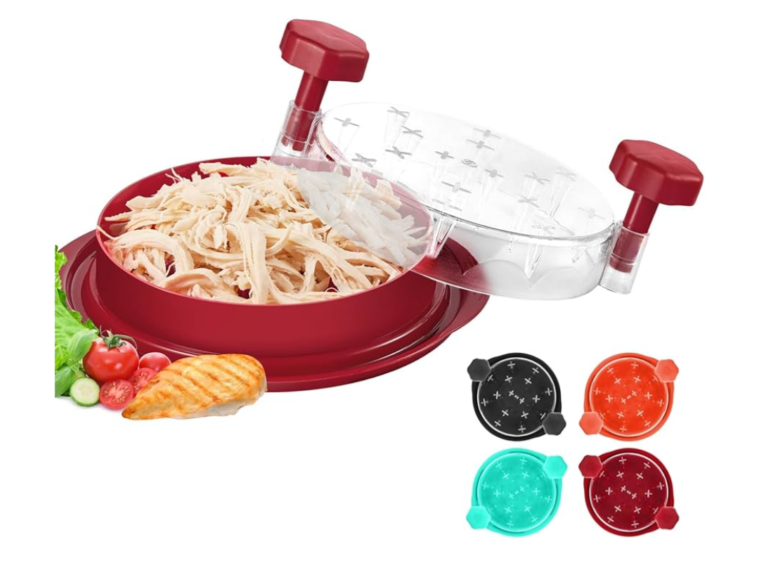 Chicken Shredder Tool Twist: 2026 Pro Food-Grade Visible Meat Shredder with Strong Anti-Slip Base, Ergonomic Handle, Chicken Breast Shredder, Suitable for Pork Beef Chicken (Red),Missing Parts