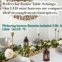 8-Pack Mini Lanterns for Ramadan, Wedding, Festivals, Small Decorative Lanterns with LED Candle for Baby Shower Party, Moroccan Lantern for Table Centerpiece, Medieval Decor, Red Brushed