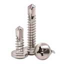 #10 x 3/4" Pan Head Self Drilling Screws, Phillips Drive, 410 Stainless Steel Sheet Metal Screws,Self Tapping, Dovetail, Pack of 100 (#10 x 3/4")