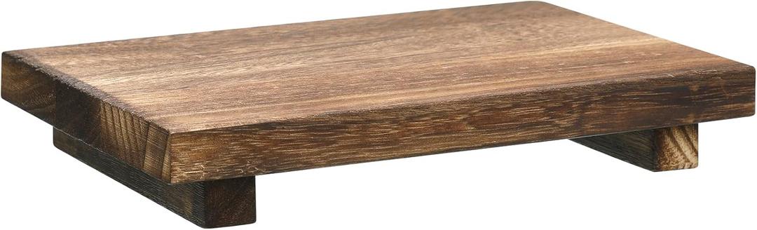 Wood Riser Tray Soap, Stand Soap Tray for Kitchen Sink, Wood Pedestal for Kitchen Counter Sink Stand Decorative Rustic Bathroom Dishes Plant Bottles Candles Display (12 x 7 Inch, Brown)