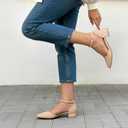DREAM PAIRS Women's Dress Shoes Low Heel Pumps Closed Pointed Toe Comfort Casual D'Orsay Flats Ankle Strap, Size 6 
