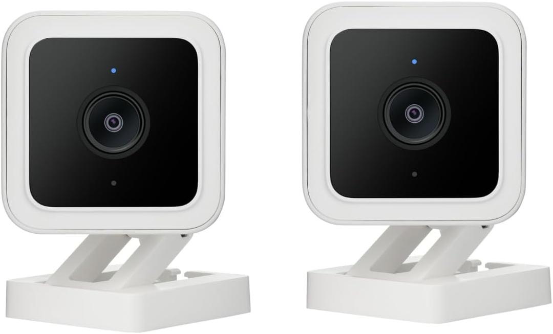 Cam v3 Security Camera for Pets, 1080p Color Night Vision Motion & Sound Detection Indoor/Outdoor Home Security Camera, Compatible with Alexa & Google, 2-Pack White