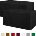 Obstal 2 Pack Black Tablecloth Fitted Table Clothes for 4 Foot Rectangle Tables - Water Resistant Washable Fabric Polyester Rectangle Table Cover for Outdoor/Indoor Uses?48L x 24W x 30H Inches, Black