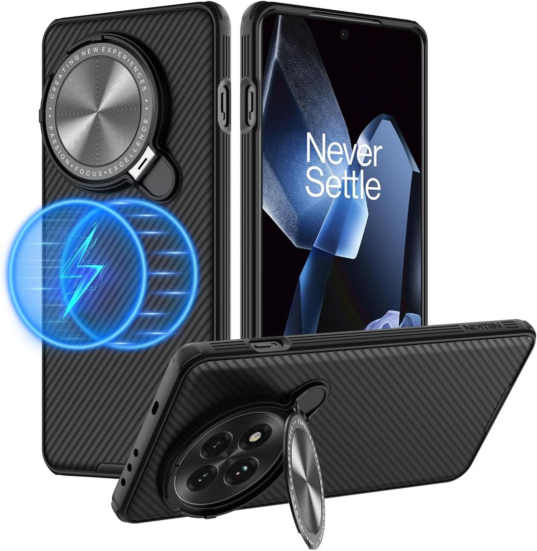 Nillkin Camshied Prop [Magsafe Compatible] for OnePlus 13 Case 5G (2025) -Kickstand | Camera Cover|Military Grade Drop Tested | Shockproof|Slim (Black, for OnePlus 13)