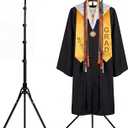 FoldTier Graduation Cap and Gown Display Stand 3-in-1 Adjustable Presentation Garment Rack with Wood Hanger Safety Pins Foldable Clothing Steamer Hanger Rack for Ceremony Photo Booth Retail Vendors