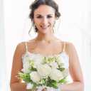 CYANLUX Wedding Bouquets for Bride Bridesmaid Bouquet Champagne White Artificial Roses Flowers for Wedding Valentine's Day Church Home Decoration (White)