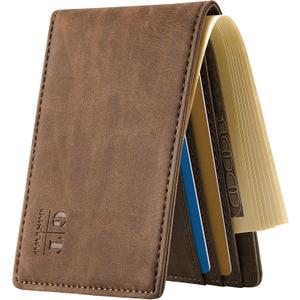 Gostwo Mens Wallet RFID Blocking Slim Minimalist Bifold Wallet with ID Window & Business Card Holder, Thin Front Pocket Design, Stylish Wallet for Men, Teen, Boyfriend, Husband