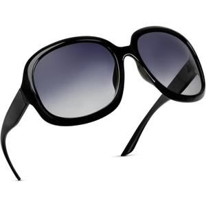 miyya Bug Eye Oversized Polarized Sunglasses Womens, Trendy Retro Sun Glasses for Women 2025, Oversized UV Protection Shades (Black/Grey Gradient)