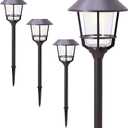 Solar LED Path Lights 4 Pack – 12 Lumens, Warm White, Oil-Rubbed Bronze, Solar Powered, Stainless Steel, Weather-Resistant for Garden, Walkway, Patio