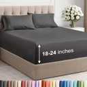 Extra Deep Pocket Queen Sheet Set - 4 Piece Breathable & Cooling Bed Sheets - Hotel Luxury Sheet Set - Soft, Wrinkle Free and Comfy - Easily Fits Extra Deep Mattresses - Deep Pocket Charcoal Sheets