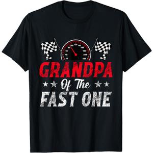 Grandpa Of The Fast One 1st Birthday Racing Car Family T-Shirt, 3XL 