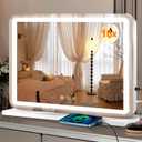 Vanity Mirror with Lights, Led Makeup Mirror, Lighted Makeup Mirror with 3 Color Dimmable Lights, Smart Touch Screen Control, Aluminum Metal Frame,USB Charging Port (White)