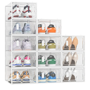 Shoe Storage, 12 Pack Shoe Organizer for Closet, Shoe Boxes Clear Plastic Stackable Shoe Containers with Lids for Size 10