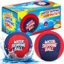 Korlon Tec 2 Pack Water Skip Ball for Pool Play, Splash Water Bouncing Ball Pool Balls with Mesh Bag, Summer Water Lake Beach Pool Toys for Kids Ages 4-8 8-12 and Adults Games