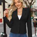 FOLUNSI Women's Business Casual Cropped Blazer Lapel Collar Long Sleeve Work Office Suit Jacket with Fully Lined Large