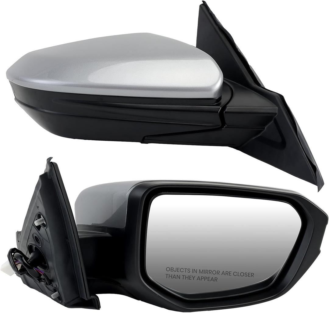Passenger Side Mirror Compatible With 2016 2017 2018 2019 2020 2021 Honda Civic Coupe Sedan Hatchback,Mirror with Power Glass,Non-Heated,Manual Folding (Silvery) (Right-3pins)