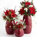 hjn Ceramic Vase Set of 3 Red Flower Vase for Home Decor, Modern Decorative Vase for Flowers Vases for Your Ideal Shelf Decor/Table/Living Room/Kitchen/Office-Red…