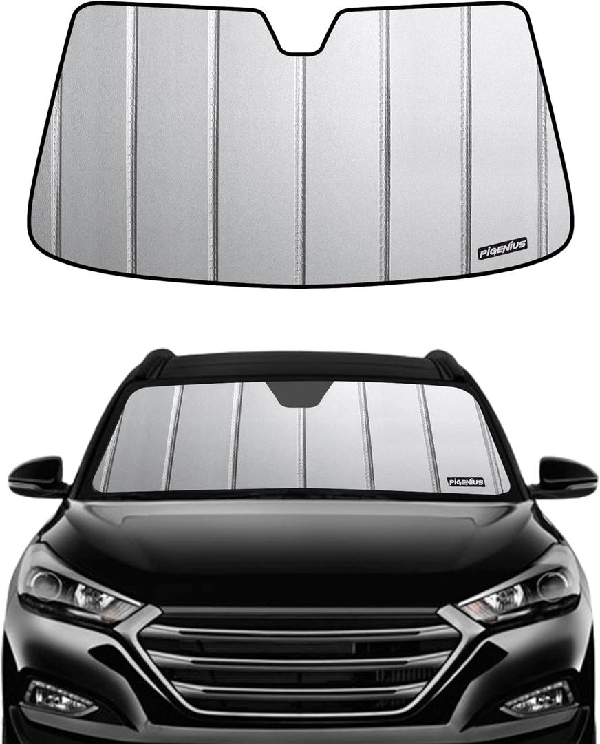 Windshield Sun Shade for Hyundai Tucson 2016-2018,Front Window Sunshade,6 Layers Sun Shield,Block UV Rays Dashboard Shield,Insulation Sun Shade Accordion Fold (gray-safeguard)