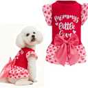 EXPAWLORER Valentine's Day Dog Dress for Small Dogs,Puppy Costumes Pet Clothes Holiday Girl Dogs Shirt with Heart Themed, Party Dog Vest Dresses Cat Apparel Sweater Warm Skirt 