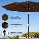 AreShark 9FT Patio Umbrella with Solar Lights, 32 Lighted Pool Umbrella w/Tilt and Crank, Outdoor Market Solar Umbrellas for Garden, Deck, Backyard, Pool and Beach, Brown