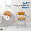 Loyoda Swivel Shower Chair for Seniors with Back and Arm, for Inside Shower | Adjustable Height, Safe Rotating Shower Stool, For Inside Tub, Non-Slip Feet, Aluminum Frame for Stability, For the Elderly