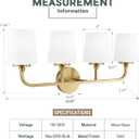 4-Light Bathroom Light Fixtures, 27" Brushed Gold Vanity Lights for Bathroom with Milk White Glass Shades, Vanity Lighting Fixture Over Mirror, Up or Down Mounting, VL289-BG-4