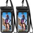 Waterproof Phone Case, with Inside Card Bag, Waterproof Phone Pouch for iPhone, Cell Phone Dry Bag for Cruise Travel Vacation Accessories Large Phone Holder, 2 Pack-Black