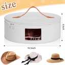 Chunful Hat Box Storage for Women Large Storage Bag for Wide Brim Sun, Cowboy and Foldable Space Saving Travel Hat Organizer Bag with Lid(White,Height 6.3 Inches)