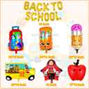 2 x Back to School Balloons, School Bus Pencil Apple Crayon Foil Mylar Balloon for Back to School Supplies, Kindergarten Party Decorations