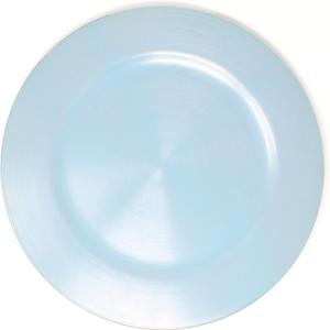 Metallic Foil Charger Plates - Set of 6 - Made of Thick Plastic - Light Blue