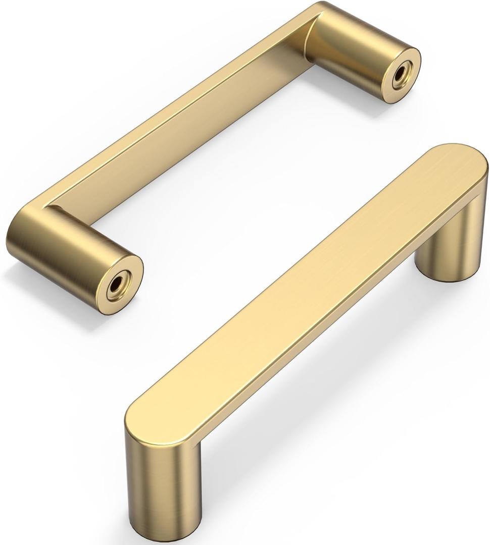 Amerdeco 10 Pack ZH0005BRG Champagne Bronze 3.75 Inch(96mm) Hole Centers Kitchen Cabinet Pulls Hardware Modern Kitchen Handles for Cabinets Cupboard Handles Drawer Pulls