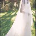 HEREAD 2 Tiers Bridal Wedding Veil 118" Long 118" Width Cathedral Length Bride Tulle Hair Accessoies with Comb and Cute Edge