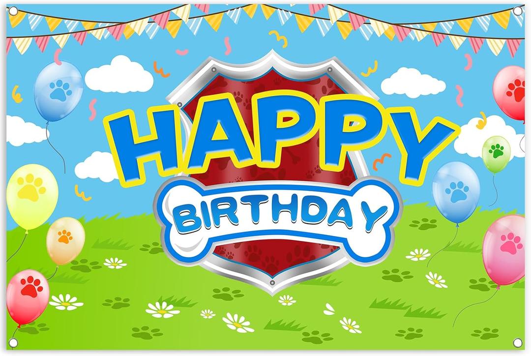 5x3ft Cartoon Dog Theme Backdrop Cartoon Photography Background Kids Boys Girls Birthday Party Decorations Photo Booth Banner Props