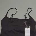Womens Scoop Neck Longline Sports Bra U Back Adjustable Strap Double Lined Workout Crop Tank Top with Built in Pads (Large, Graphite Grey)