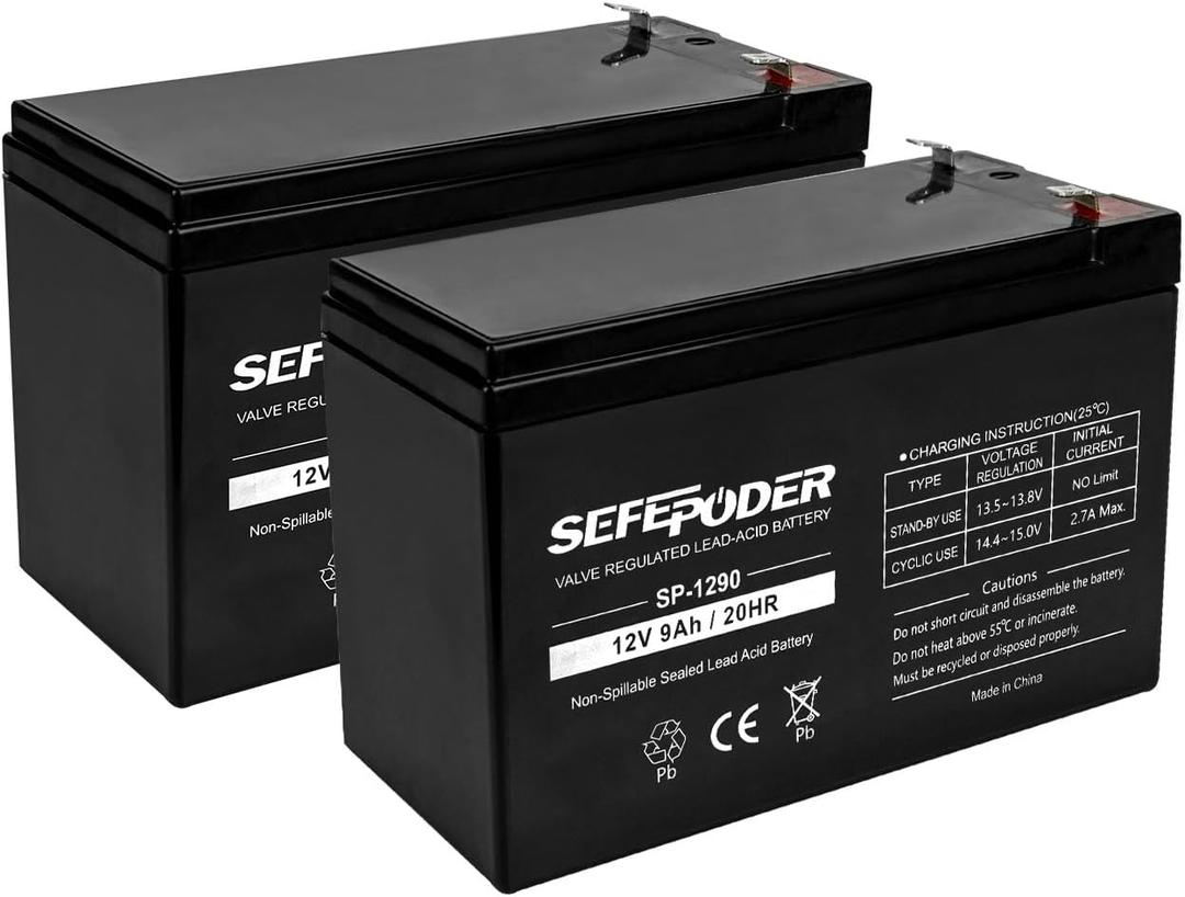 12V 9Ah Rechargeable Sealed Lead Acid BatterySLA 2 Pack (F2 Terminals)