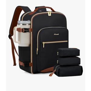 Travel Backpack for Women & Men, Airline Approved Carry On Luggage with 3 Packing Cubes, TSA Overnight Bags, Waterproof Personal Item Bag, Weekender Essentials Backpacks fits 17" Laptop