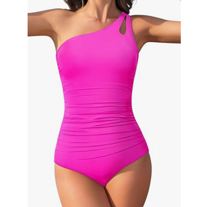 Century Star One Shoulder One Piece Swimsuit Women Tummy Control Modest Bathing Suits Full Coverage Swimming Suits Swimwear, 2XL