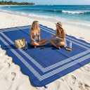 Garvee Waterproof Outdoor Rug 8x10, Scalloped Geometric Foldable Plastic Straw Patio Camping Rug, Outdoor RV Carpet for Deck Camper Porch Balcony Backyard Picnic Beach Blue