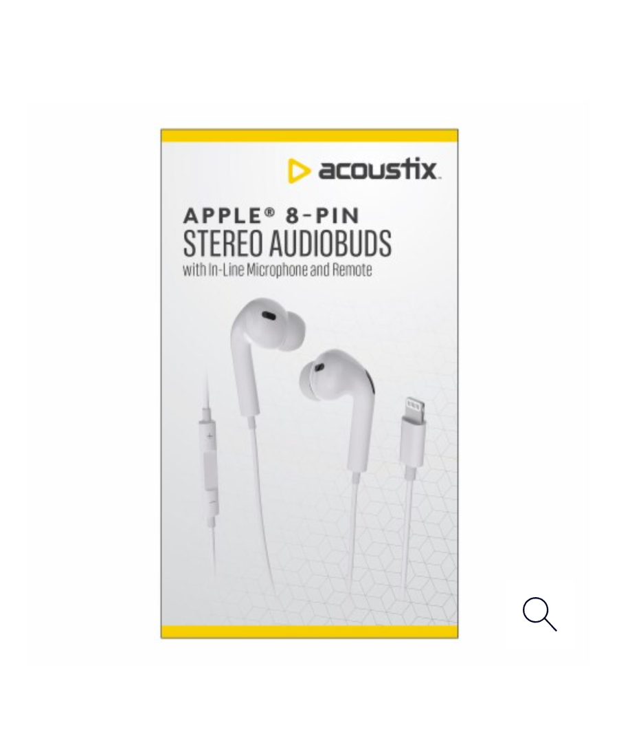 Acoustix Apple 8-Pin Stereo Audiobuds, White