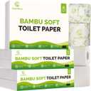 Unbleached Bamboo Toilet Paper  12 Mega Rolls (300 Sheets Each)  3-Ply Ultra Soft, Strong & Septic-Safe Family Tissue. Eco-Friendly, Biodegradable Bathroom Rolls