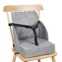 Toddler Booster Seat for Dining Table HOSEASCA 12.6x3.34 Inch Portable High Chair for Travel, Compact Lightweight Travel Booster Seat with Adjustable Straps for Baby (Grey)