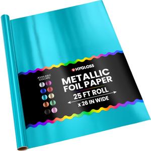 Hygloss Metallic Wrapping Paper Roll - 26" x 25 ft (54 Sq. Ft) Light Blue - Shiny Metallic Foil Paper for Arts, Crafts, Holiday & Christmas Gift Wrapping