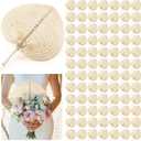 BBTO 100 Pieces Woven Bamboo Fans Handmade Hand Weaving Handheld Natural Raffia Hand Fans Bulk for Indoor Outdoor Summer Cooling Supplies Farmhouse Wall Decor Wedding Party Favors