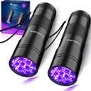 Black Light UV Light Flashlight: Vansky 395nm 12 LED 2 Pack Ultraviolet Blacklight Flashlight Mini Powerful Pet Urine Detector for Dog/Cat, Carpet Dry Stains Detection, Spot Scorpions, Resin Curing