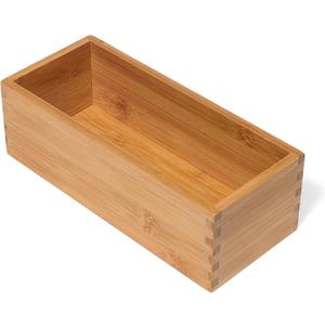 Lipper International Bamboo Wood Utensil Holder Storage Box for Cooking Tools, Makeup, or Office Supplies, 4" x 9 1/4" x 3"