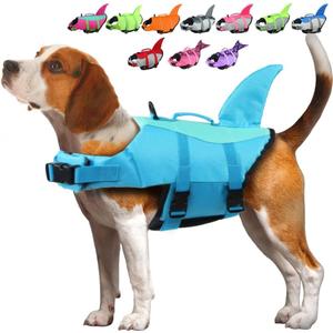 EMUST Dog Life Jacket, Ripstop Dog Lifesaver Vests with Rescue Handle for Small Medium and Large Dogs, Pet Safety Swimsuit Preserver for Swimming Pool Beach Boating (XS,Pool Blue)